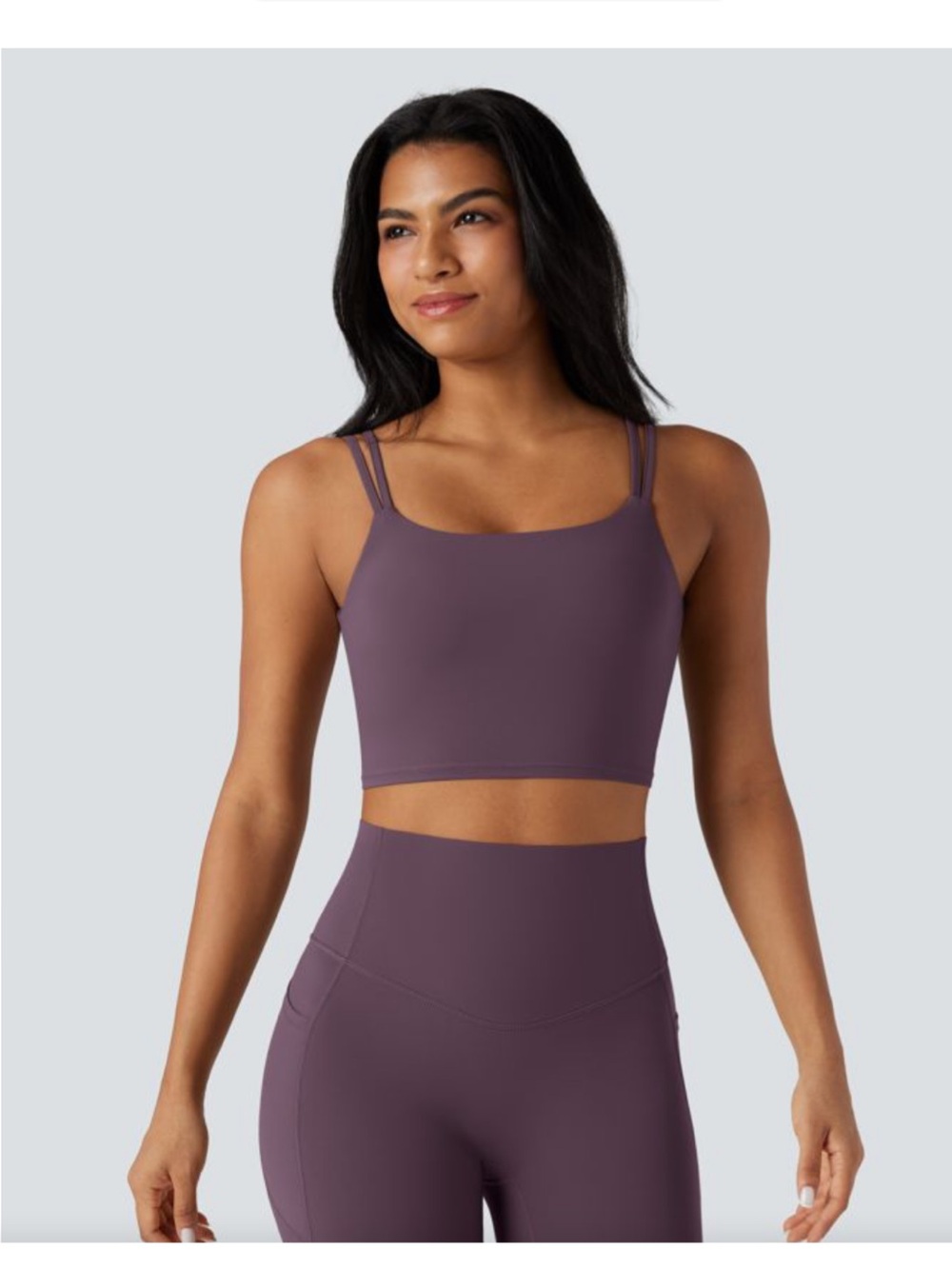Halara Set Purple High-Rise Flare Leggings & Backless Crop Top size XS NWOT